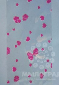 Пакет прозрачный Сердечки розовые 15*30 
