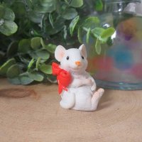 Белая мышка с бантом,мини